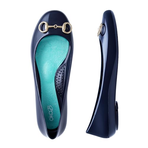Oka-B Women's Taylor Dash Flats,Sapphire with Gold Metal Horse Bit Charm Charm, Size 9 M