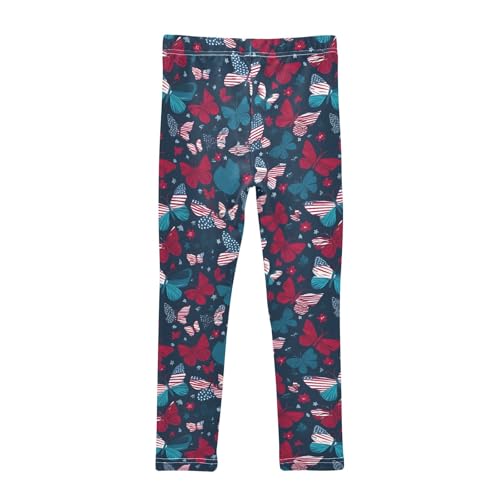 July 4th Butterflies Girls Leggings Athletic Pants Tights Stretch Bottom2
