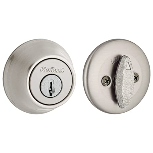 Kwikset 660 15 RCAL RCS Deadbolt Deadbolt Lock, Satin Nickel Round Exterior Keyed Front Entry Door thumb #2