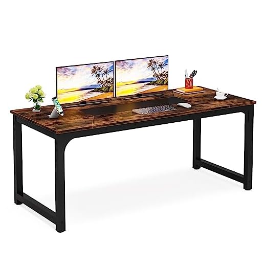 LITTLE TREE 70.9 Inch X Large Executive Office Computer Desk, Brown