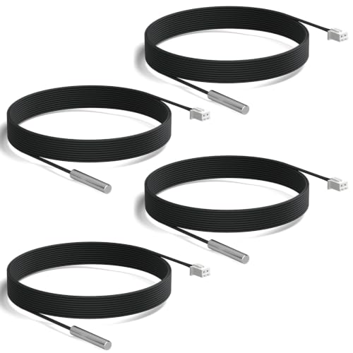 Image of DROK 10K Temperature Sensor Probe 4pcs, 3 Meter Waterproof Temp Sensor Probe, Stainless Steel 3950 NTC Temp Sensor Probe, Digital Temperature Transmitter Extension Cable