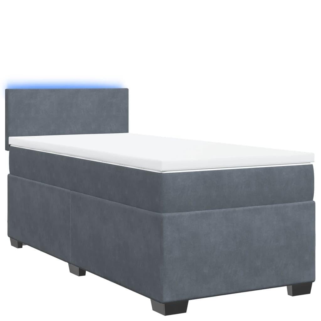 Velluto imbottito con contenitore molle insacchettate Grigio scuro 100x200