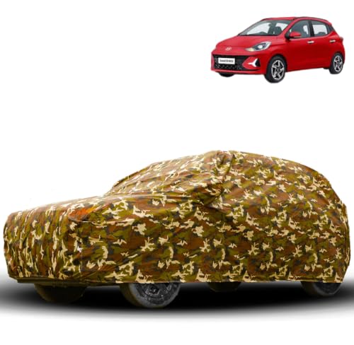 Image of Water Proof Car Body Cover Compatible for Hyundai i10 Nios | Dust Proof, Heat Resistant | Ultra Surface Body Protection - (Military Jungle Print)