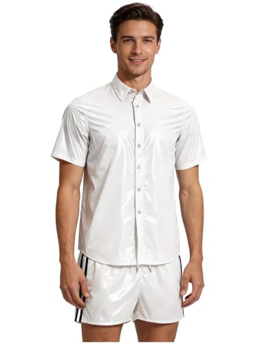 Ensemble look mouillé homme en matière similaire au latex brillant et extensible