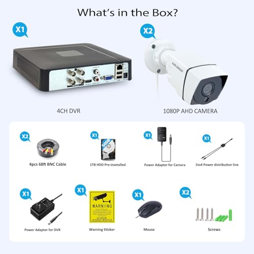 HIKJBSET 4CH 1080P Security Camera System Outdoor Indoor with Motion Detection, Night Vision, with 500GB Hard Drive, 2pcs HD 1080P 1920TVL Surveillance Bullet Cameras, for Home 24/7 Recording thumbnail 9