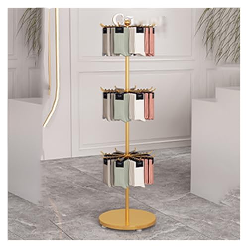 Display Rack, Pegboard Display Stand,Supermarkets Commercial Clothing Store Retail Organizer for Scarves Socks Gloves,Movable Shopr Rack with Hooks(Gold,40x135cm)