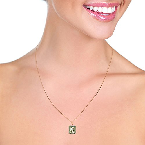 Galaxy Gold Gg 14K White Rose Yellow Gold Necklace With 6.5 Carats Octagon-Cut Natural Green Amethyst 2591 (Rose-Gold, 22) #TOP1