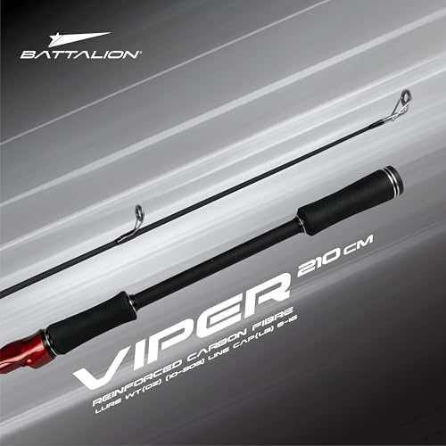 Image of Battalion Viper 2 Piece Hi-Modulus Carbon Fibre Spinning Fishing Rod (210cm) Black Fishing Rod | Esay to Handle | Best Experience for Fishing