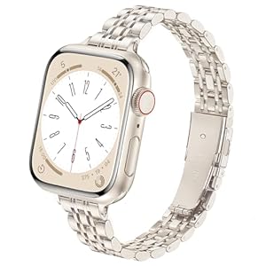 wipalor Slim Stainless Steel Strap Compatible with Apple Watch Straps Women 42mm(Series 11 10) 41mm 40mm 38mm, Metal iWatch Strap, Ladies Band for Apple Watch Series 10 9 8 7 6 5 4 3 2 1 SE,Starlight