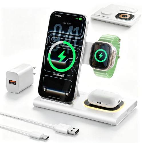 3 in 1 Foldable Wireless Fast Charging Station for Apple Multiple Devices