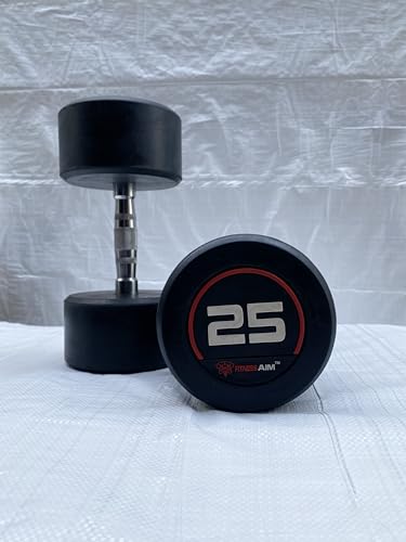 Image of Bouncer Round Dumbbells Set for Home Gym | 25kg Dumbbells Set of 2 | Fitness Gym Dumbbell set for Home Workout | Anti Skid rubber Dumbbell set | Weights for Workout (Black)