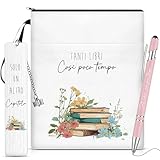 Nezyo 3 Regali per Amanti dei Libri 27,3 x 21,6 cm Custodia per Libri con Tasca Segnalibro in Acciaio Inossidabile Penna a Sfera Rosa Morandi Regali per Chi Ama Leggere Natale Capodanno Compleanno