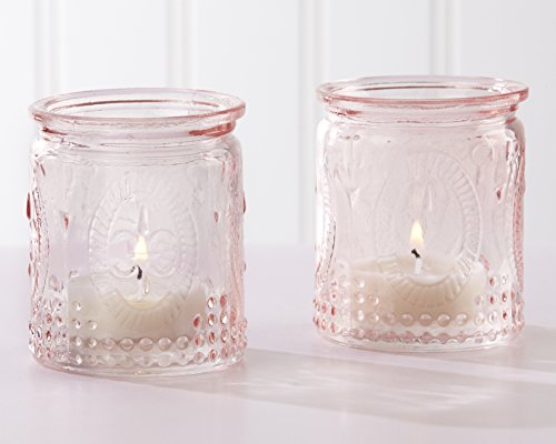 Kateaspen 27090PK Vintage Pink Glass Tea Light Holder (Set of 4) Set - Image 2