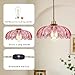 QIYIZM Pink Plug in Pendant Light Hanging Lights with Plug in Cord Boho Hanging Lamp Glass Gold Mid Century Modern Vintage Dimmable Flower Plug in Chandelier Ceiling Fixture for Living Room,Kitchen