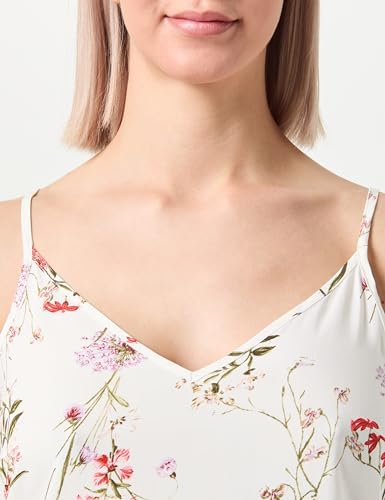 VERO MODA Kadın%VMEASY JOY V-NECK SINGLET WVN GA Tişört Krem M - Görsel 2