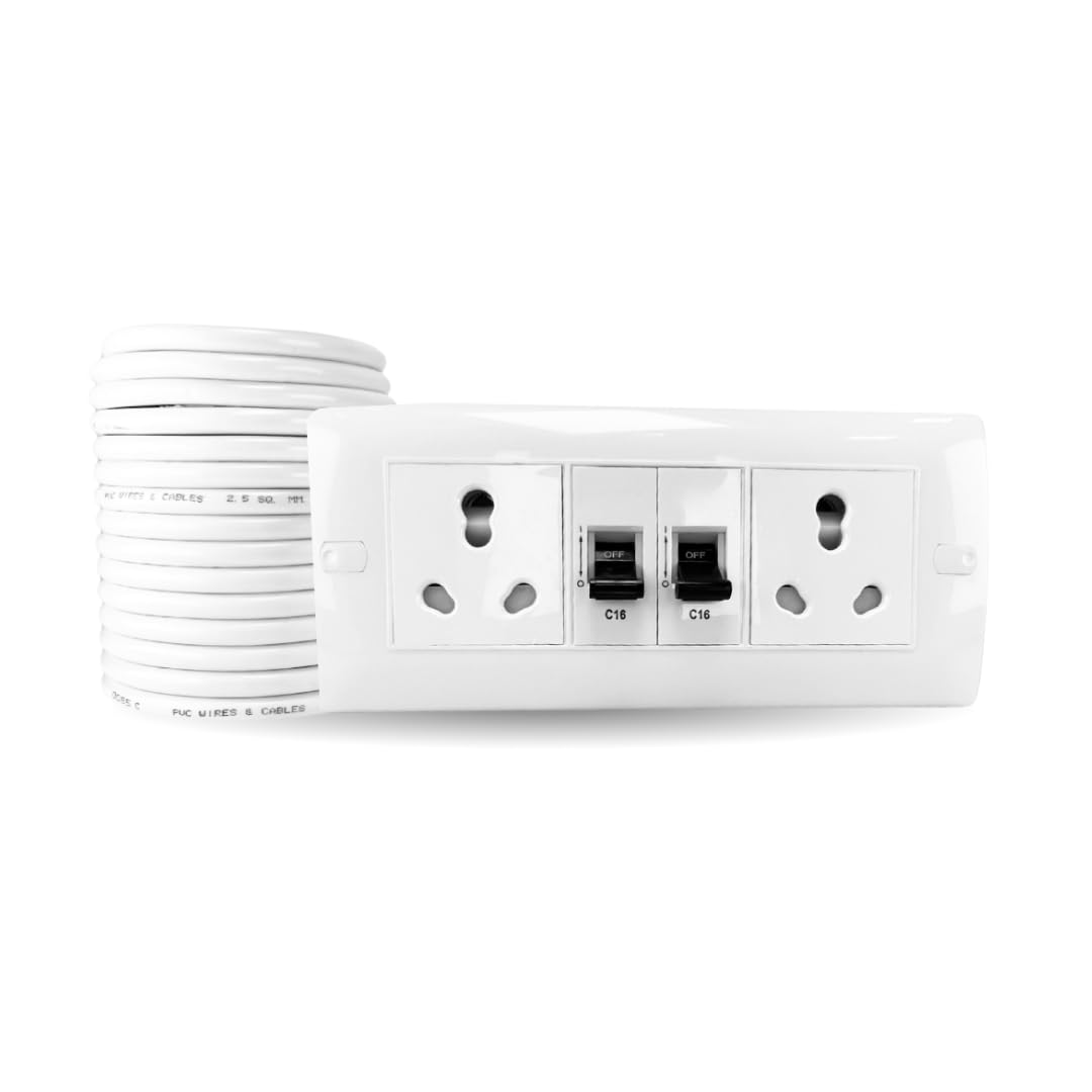 16A Extension Board with MCB Socket Power Strip, 3500W Power Extension Cord with Overload Protection | Heavy Duty Junction Box for Home,Office & Commercial (2 Meter, 16 A Small Plug)-image-18