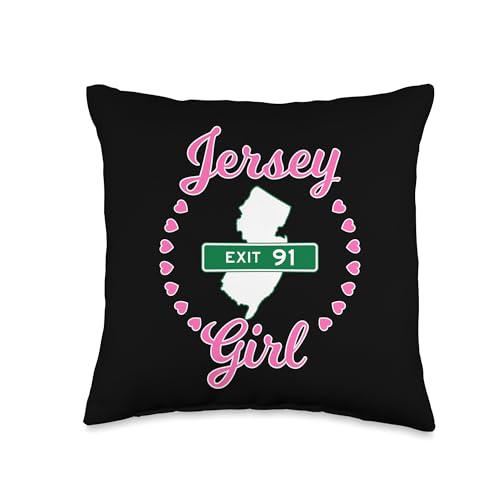 New Jersey NJ GSP Garden State Parkway Jersey Girl Exit 91 Throw Pillow