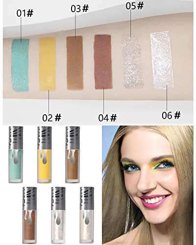 Lysdefeu Colored Liquid Matte Eyeshadow, Blue Green High-Pigmented Smooth Cream Eyeshadow Stick, Lightweigh Quick-Drying Waterproof Long Lasting For Women Eye, Korean Colorful Makeup- 01# #TOP3