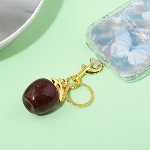 Image of Fruit Bag Charm Keychain - Gold Key Chain, Cute Purse Handbags Accessories - Beautiful Gift for Women