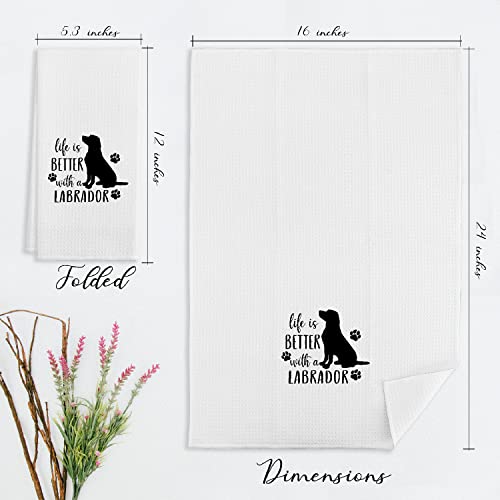 Life Is Better With A Labrador Dog Paws Kitchen Towels & Tea Towels, Dish Cloth Flour Sack Hand Towel For Farmhouse Kitchen Decor，24 X 16 Inches Cotton Modern Dish Towels Dishcloths，Dog Lovers Gifts #TOP3