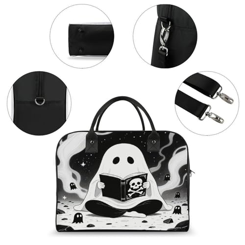 Maletín negro ligero para laptop con diseño de fantasma miniatura 6