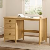 EYYTHUNG Executive Desk with Drawers, Modern Wood Home Office Desk with File Drawer, Farmhouse Computer Writing Desk for Working, Natural Oak