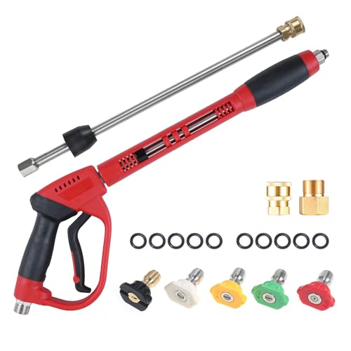 Jelquix Pistola de Lavado a Presión, Pistola de Limpieza de Alta Presión de 5000 PSI con 5 Boquillas y Conector de Manguera M22 para Limpiar Vehículos, Paredes y Suelos (2)