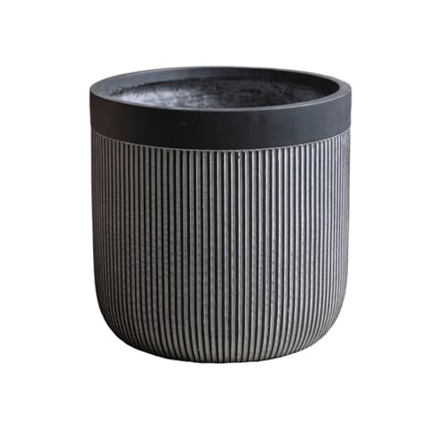 XHURWDZ643KM Moderno Maceta de Gran Calibre con Rayas Blancas y Negras, Maceta Redonda de Arcilla de magnesio for Decorar balcón, Sala de Estar, Cocina, jardín, maceteros de pie Jardinera
