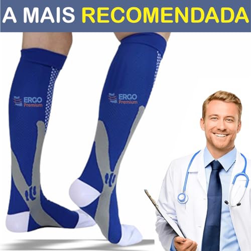 Par de Meia Cano Longo ¾ Ergo Premium Algodao Adulto (BR, Numérico, 35, 40, Azul)