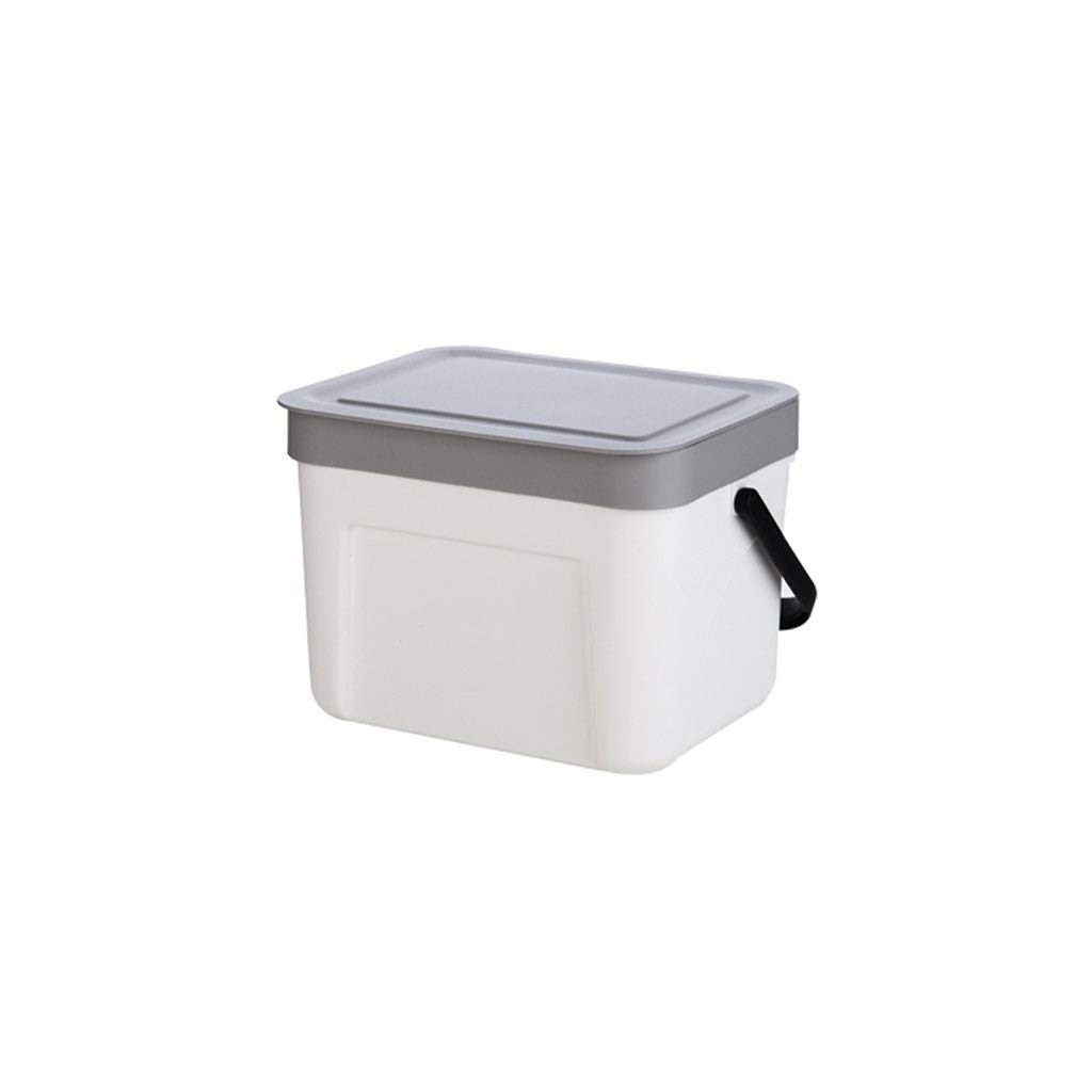 UPJAKS Cubo de Basura Hogar de pared bote de basura con tapa Clasificación creativo bote de basura for lavabo WC Cocina dormitorio Papelera Bote de Basura Baño (Color : Weiß, Tamaño : S)