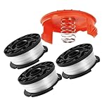 3 PCS Strimmer Spool & Line Replacement for Black Decker Trimmers AF-100, ST5530-GB, GLC3630L20-GB, STC1820PC-GB, BESTA530-GB, BESTA525-GB - 0.065"x30ft Grass Trimmer Wire with Spool Cover & Spring