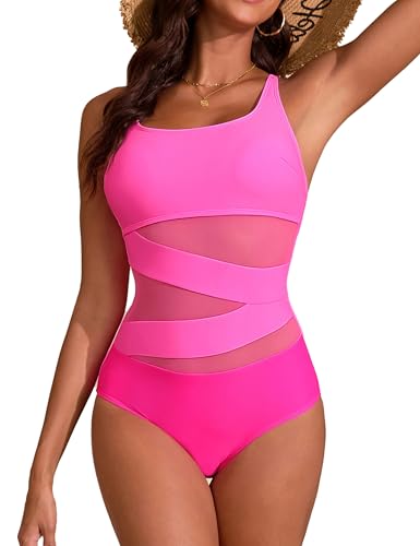 Edelqual Women's Sexy One Piece Bathing Suits Tummy Control Slimming