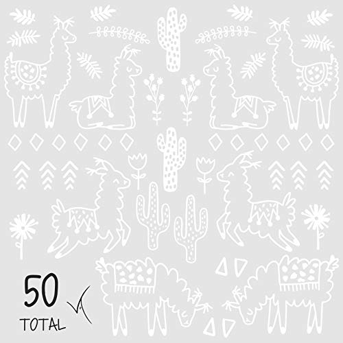 Vinilos decorativos infantiles con alpacas y cactus, 50 piezas miniatura 3