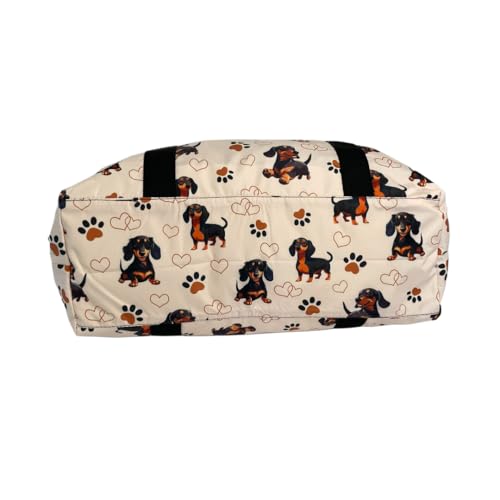 Dachshund Travel Duffel Bag, Water Repellent Polyester, Shoulder Strap, Internal Zipper Pocket4