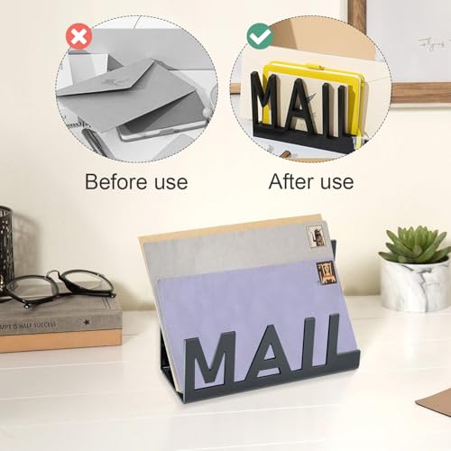 Briefständer, Schreibtischorganizer Acryl, Briefhalter Schwarz, Briefkorb für Desktop, Organizer Schreibtisch für Letter, Mail, Zeitungs, Prospekt und Dokumente, Brief Organizer, 2 Stück