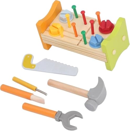 Image of Wudly Wooden Tool Bench Set - Pretend Play Workshop for Kids, Realistic Tools & Accessories, Educational STEM Toy for Boys & Girls Age 3-6, Durable Wood Construction, Gift-Ready