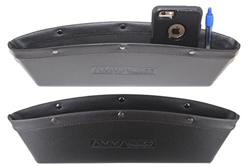 Ammallo Car Seat Gap Filler Pocket Organizer and Catcher PU Leather 2 Pack - Stop Searching for Items That Drop and Catch Them - Console Interior Accessories