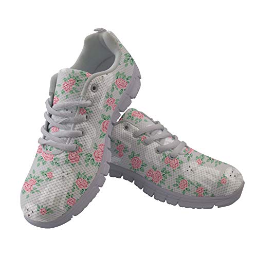Woisttop Toy Poodle Floral Bouquet Pet Pattern Women's Fashion Sneakers Casual Road Running Sport Shoes