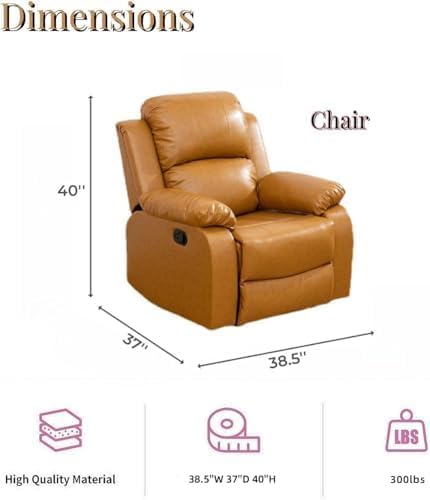 Image of Leather Manual Single Recliner Chair for Living Room, Orange