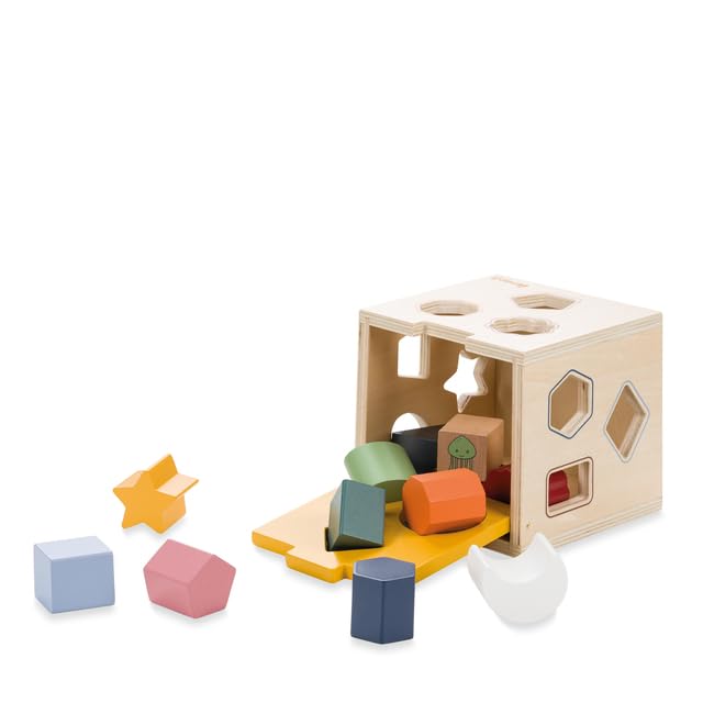 Image of Hauck Sort N Tidy, Activity Cube for Babies from 1 Year Made of Sustainable Wood (FSC Certified), 12 Pieces, Stimulates Shape Recognition and Concentration