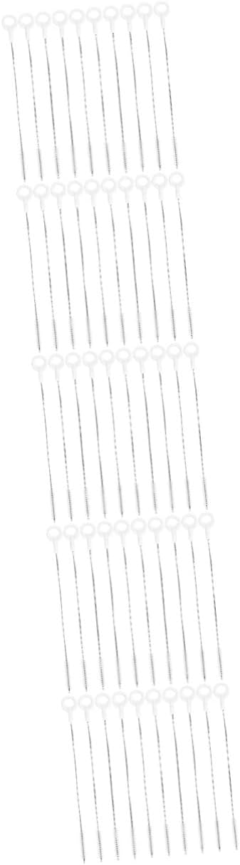 Kisangel 50pcs Stainless Steel Straw Cleaning Brush Reusable Straw Brush Cleaner for Feeder Bottle