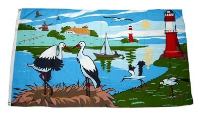 Preisvergleich Produktbild Flagge Fahne Storchennest Leuchtturm 90 x 150 cm FLAGGENMAE®