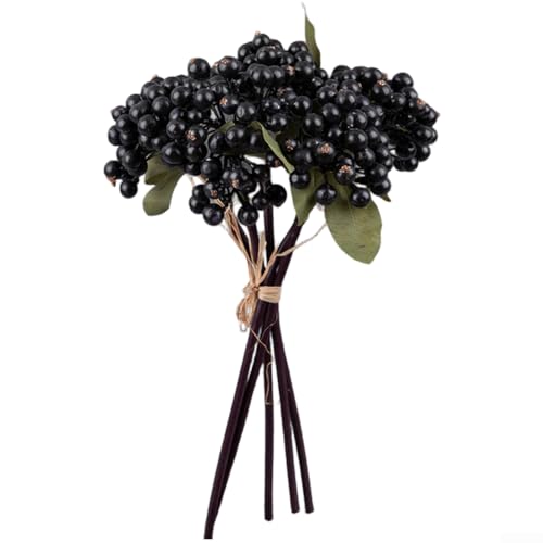 Entgoinggo Fleurs de baies artificielles, pour décoration de mariage et d'intérieur, fleurs artificielles en mousse, arrangements décoratifs à faible entretien (violet foncé)