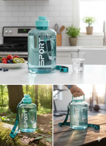 Image of 2000 Ml, 2500 Ml Sports Gallon water Bottle Motivational Time Marking Leak Proof Thunder for Fridge for Traveling, Sports, Gym, Camping, Hiking - (Blue - Orange)