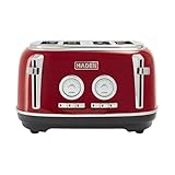 Haden Dorset 4 Slice Wide Slot Stainless Steel Toaster with Adjustable Browning Control & Non-Slip Feet, Rectory Red