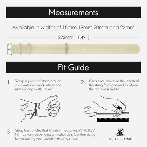 Image of TACTICAL FROG Nylon Watch Band 18mm 19 mm 20mm 22 mm 24 mm, Waterproof Military Watch Straps Replacement for Men Women, With Stainless Steel Buckle