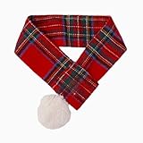 Little Mogwai Christmas Dog Knitted Scarf, Santa Scarf Dog Bandana with Pompom(Red, Large), Pet Winter Neck Warmer Costume for Dress up Xmas Cute Costume
