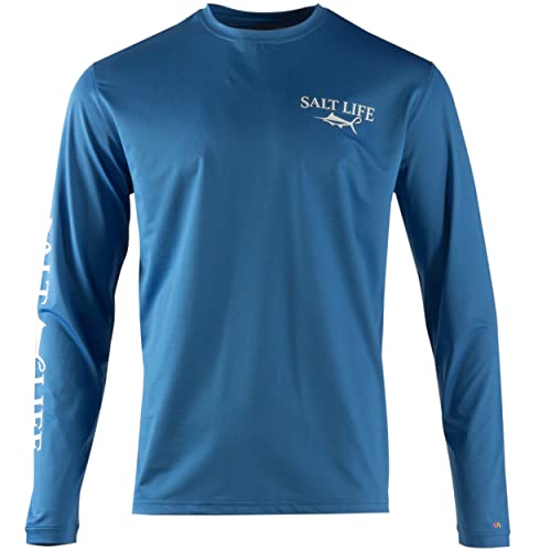 Salt Life Mens Dragnet Slx Long Sleeve Classic Fit Shirt, Atlantic Blue, Small #TOP1