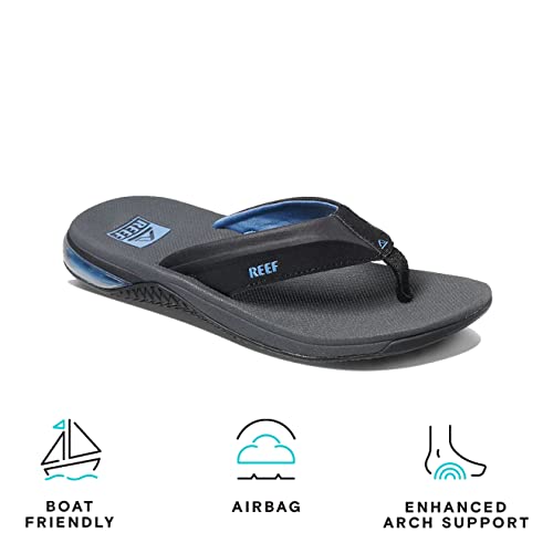 Reef Mens Reef Anchor Flip Flop, Grey/Blue, 11 Us #TOP3