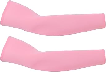 Sun Protection Cooling Arm Sleeves,Outdoor Sports Ice Silk Sun Compression Arm Sleeve, Soft, Breathable and UV Protective for Womenpink1 Pair